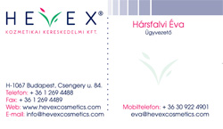 Hevex névjegykártya